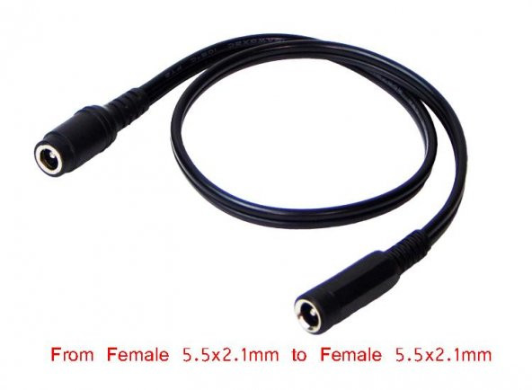 DC 5.5x2.1 mm Dişi - Dişi Birleştirici Ara Kablo - 40 cm ürün görseli 1