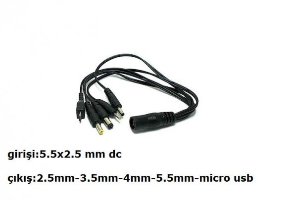 5.5x2.5 mm Dişi - 2.5/3.5/4/5.5/Micro Erkek 5li DC Uç Çevirici ürün görseli 1