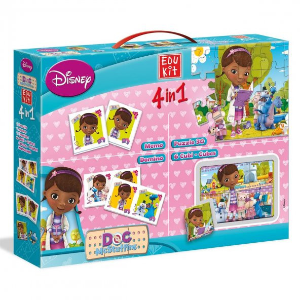 Disney Doktor Dottie Çocuk Yapbozu Eşleştirme Oyunu Hafıza Oyunu Küp Puzzle  4 ü 1 Arada Oyun Seti Doktor Mc Stuffins Yapboz ürün görseli 1