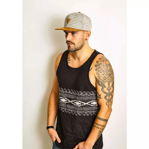 Çizgili Erkek Snapback Haki Şapka 5887 ürün görseli 1