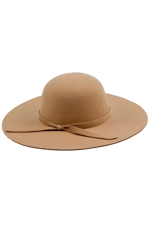 Geniş Kenarlı Kadın Kaşe Şapka 6178 Camel ürün görseli 1