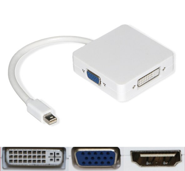 Mini Display Port Giriş - VGA/DVI/HDMI Çıkış Çevirici Kablo ürün görseli 1