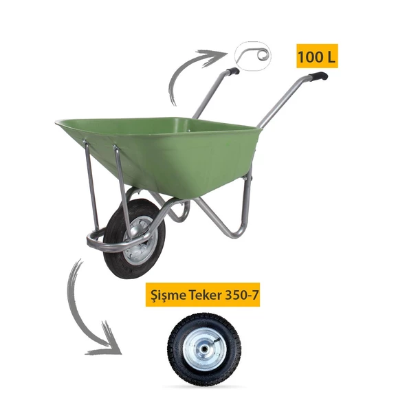 Kanat Ecoplast El Arabası -100 Litre - Resim 3