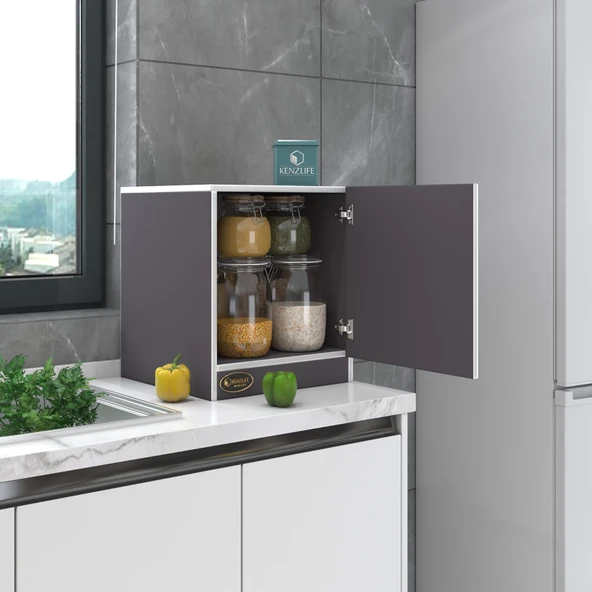 Kenzlife kapaklı mutfak dolabı melek29 gri 039x029x29 banyo ofis komodin (m) ürün görseli 1