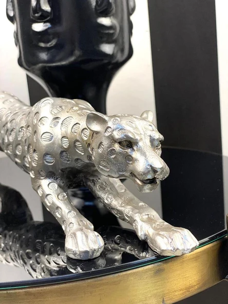 Leopar Gümüş Dekoratif Biblo - Resim 2
