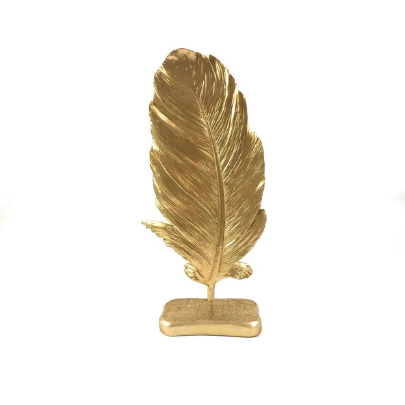 DEKORATİF  TÜY YAPRAK GOLD - Resim 2