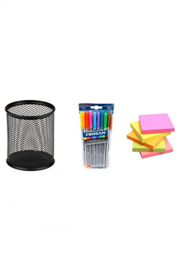 Pensan 1 Paket Tribal 8 Renk + 5 Adet Kare Post-it + 1 Adet Metal Kalemlik ürün görseli 1