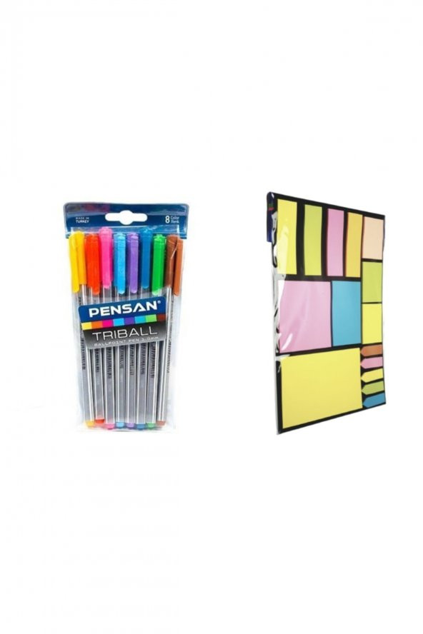 Pensan 1 Adet Triball 8 Renk Tükenmez Kalem+ 1 Adet Tgb Post-it Seti ürün görseli 1