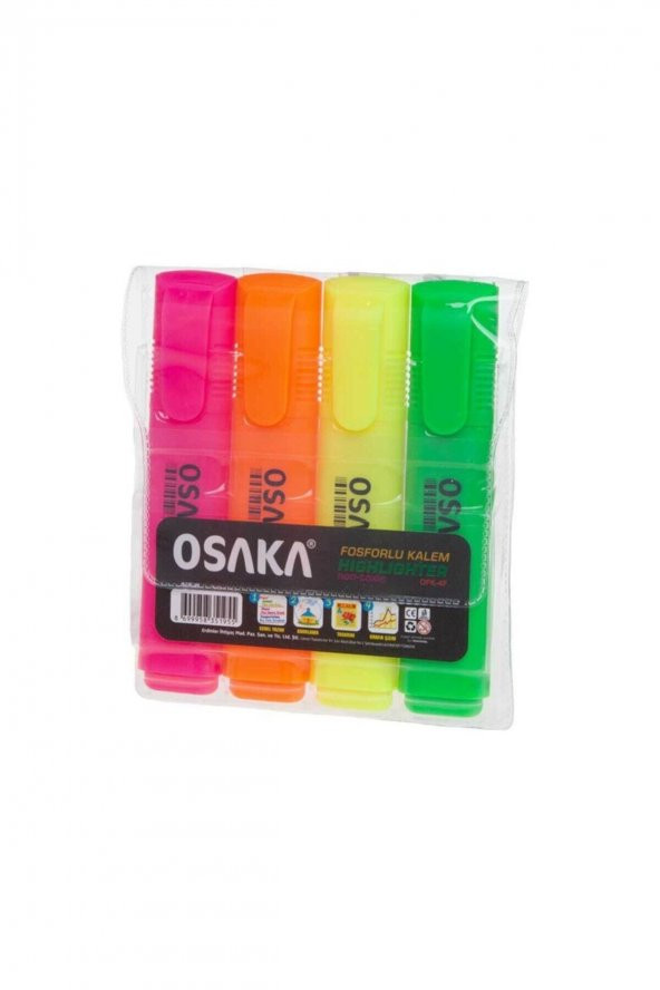 Osaka 4 Renk Fosforlu Kalem Canli Renkler ürün görseli 1