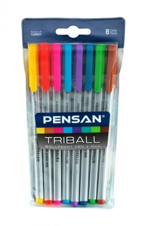 Pensan Tükenmez Trıball 1mm Renkli 8 Li Set 01003 ürün görseli 1