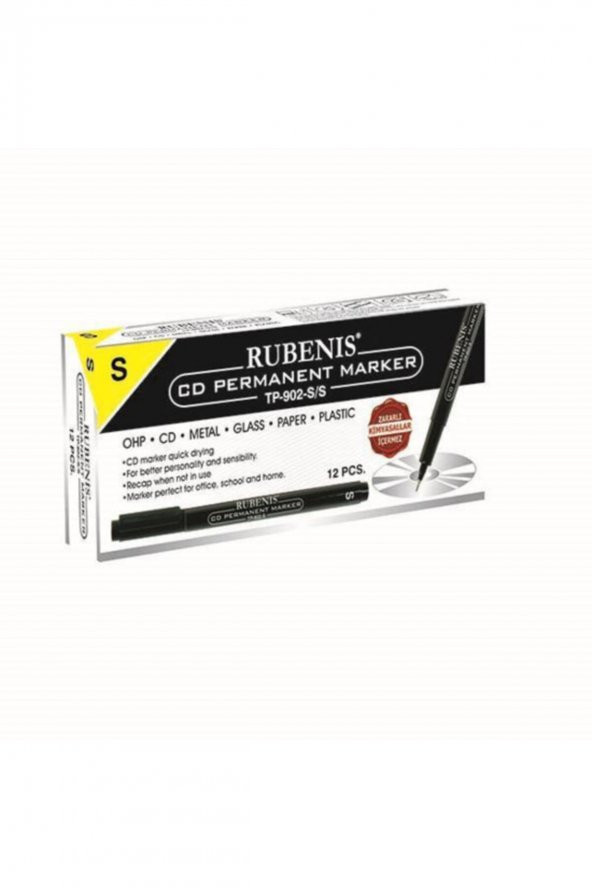 Rubenis CD Kalemi S Seri Siyah TP-902-S/S 12 Li (1 Paket 12 Adet) ürün görseli 1