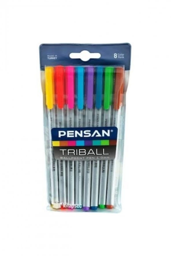 Pensan Triball Renkli Tükenmez Kalem Seti Okul Kalem Okul Malzemeleri Kırtasiye 8Li ürün görseli 1
