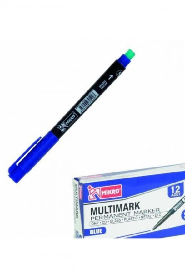 Mikro Mk-419 S Permanent Marker Silgili Cd Kalemi 12li Mavi ürün görseli 1