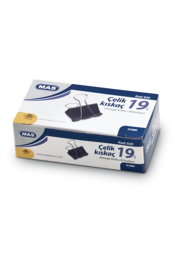 Mas Siyah Omega Çelik Kıskaç 19 mm 12 li 8 Kutu 96 Adet ürün görseli 1