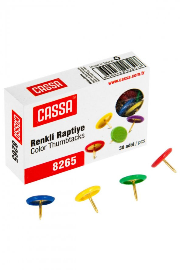 Cassa Raptiye Renkli Pvc Kaplı 30 Lu (12 Paket) 8265 ürün görseli 1