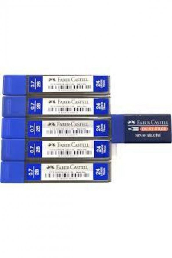 Faber Castell 5 Adet 0.7 Kalem Ucu ve 1 Adet Sınav Silgisi ürün görseli 1