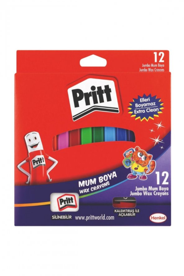 Pritt 12li Jumbo Silinebilir Pastel Boya 12 Renk Jumbo Mum Boya ürün görseli 1