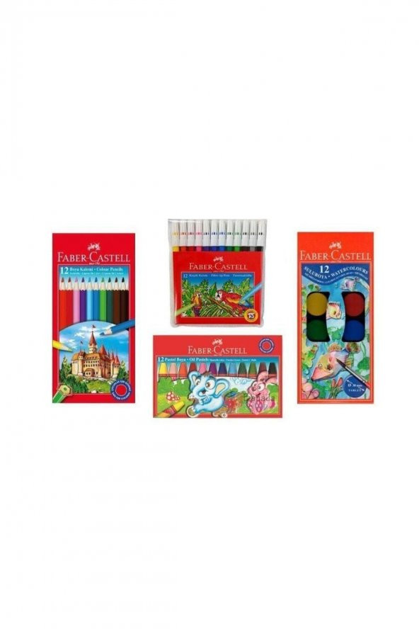 Faber Castell 4lü Boya Seti (12Lİ KURU-SULU-PASTEL-KEÇELİ BOYA) B.s ürün görseli 1
