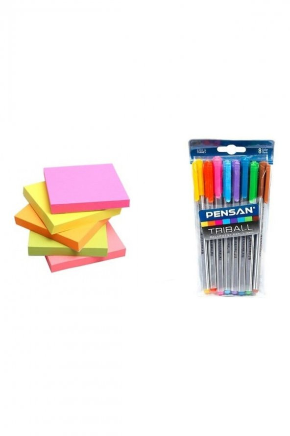 Pensan Tribal 8li + Yapışkanlı Kare Post-It 5 Adet ürün görseli 1