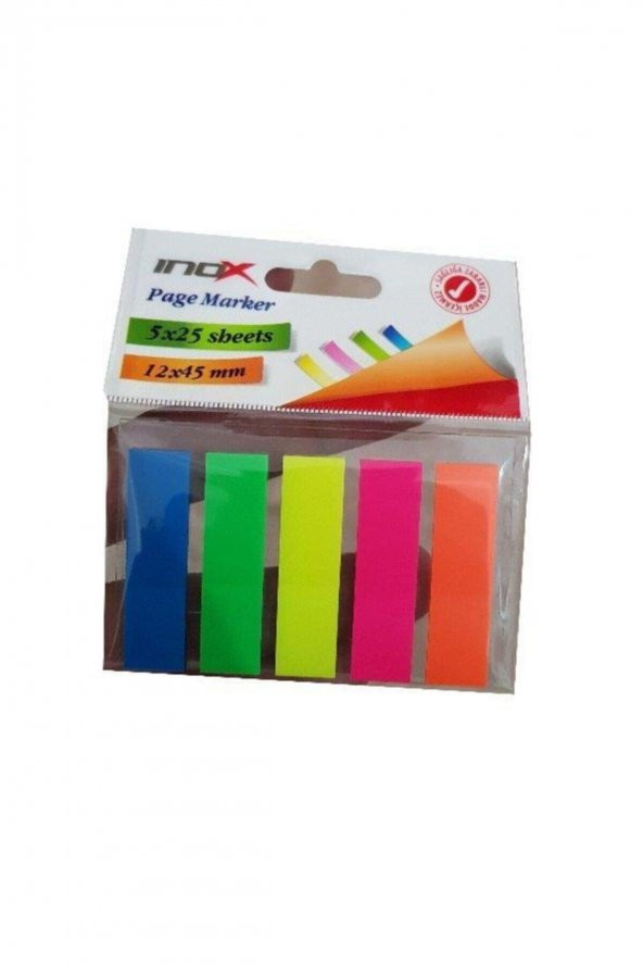 inox 12x45 Yapışkanlı Page Marker Sayfa Işaretleyici 5 Renk 25 Yaprak ürün görseli 1