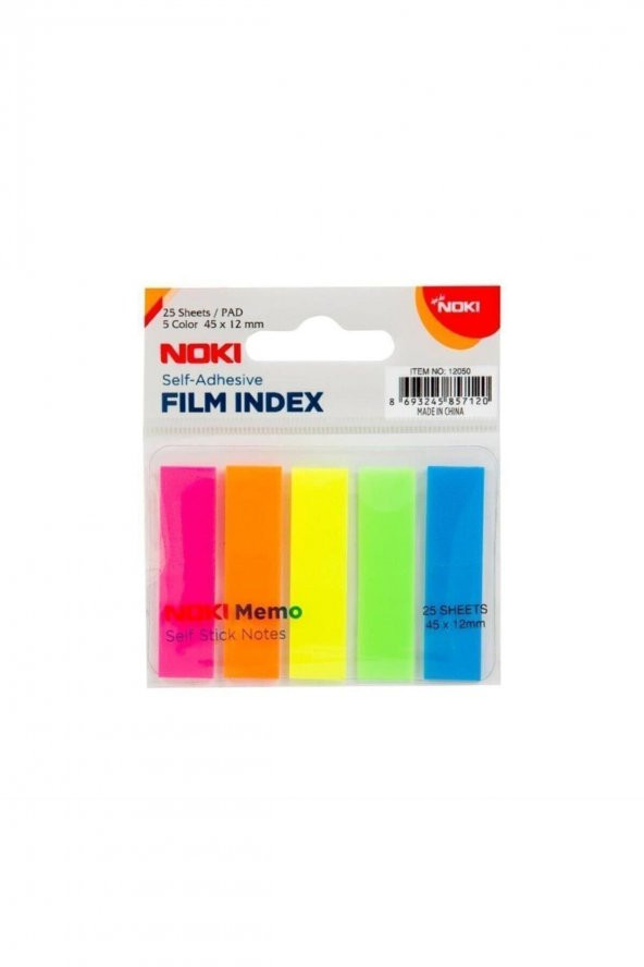 Noki Noki Memo Film Index 5 Renk 12x45mm 25 Yp. 12050 Yapışkan Notluk ürün görseli 1