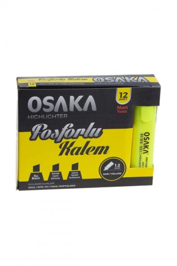 Osaka Fosforlu Kalem Sarı 12li - Resim 2