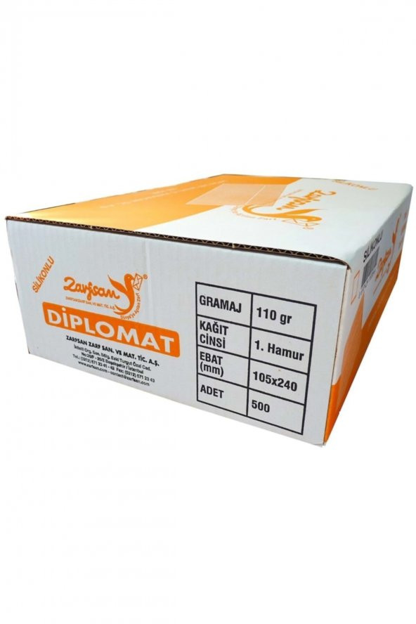Zarfsan 90 Gr 1.hamur 105x240 Silikonlu Diplomat Zarf (500 Adet) ürün görseli 1
