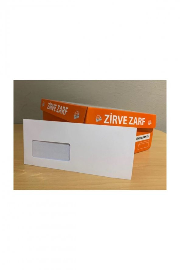 Zirve Zarf Diplomat Zarf 10.5x24 110gr 1.hamur Silikonlu Pencereli 100 Adet ürün görseli 1