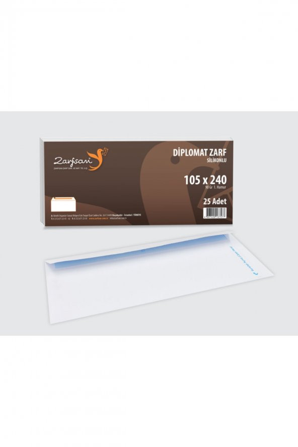 Zarfsan Diplomat Zarf Düz 10,5x24 Cm 90 Gram 1.hamur 25 Adet ürün görseli 1