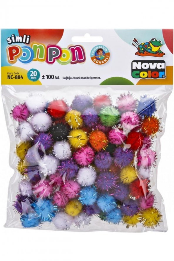 Nova Color Ponpon Simli 20 mm Karışık Renk Simli 100lü (nc-884) ürün görseli 1