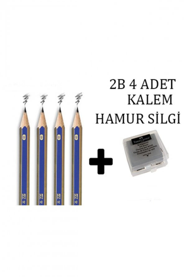 Faber Castell 2b Dereceli Kurşun Kalem 4 Adet Ve 1 Adet Hamur Silgi ürün görseli 1