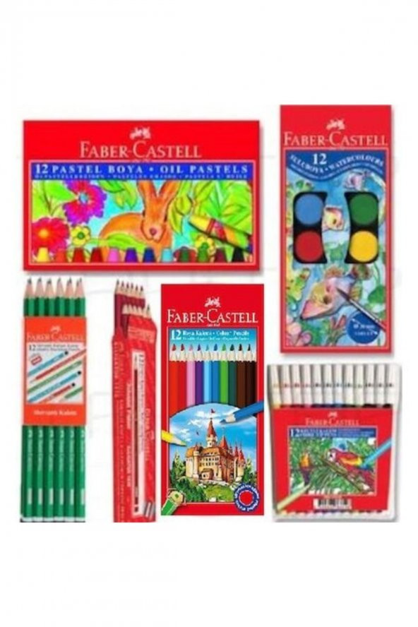 Faber Castell 6 Parça Set Okul Kırtasiye Kuru Sulu Boya Kalem ürün görseli 1