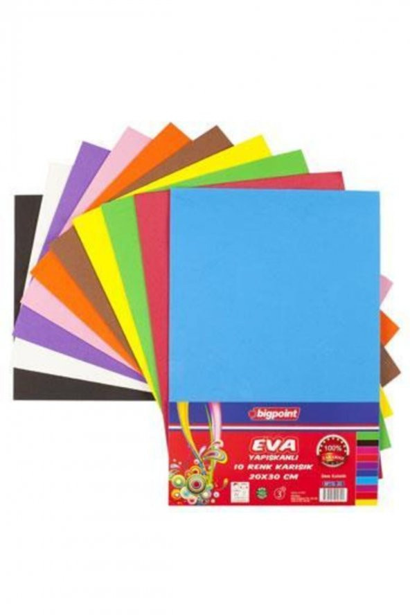 Bigpoint Yapışkanlı Eva 20x30cm Karışık 10 Renk ürün görseli 1