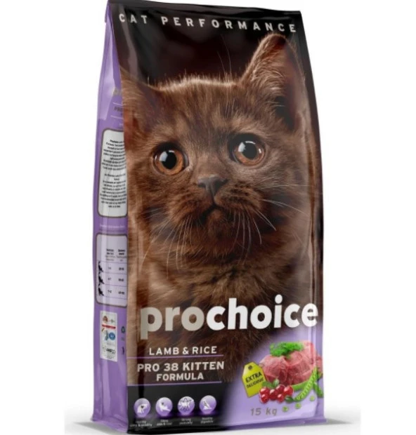Prochoice Pro 38 Kitten Kuzu Etli Yavru Kedi Maması 15 KG ürün görseli 1
