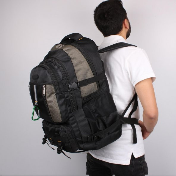 Bagacar IZDAG Kahve Siyah Seyahat Sırt Çantası 60 LT 17" Laptop Bölmeli ürün görseli 1