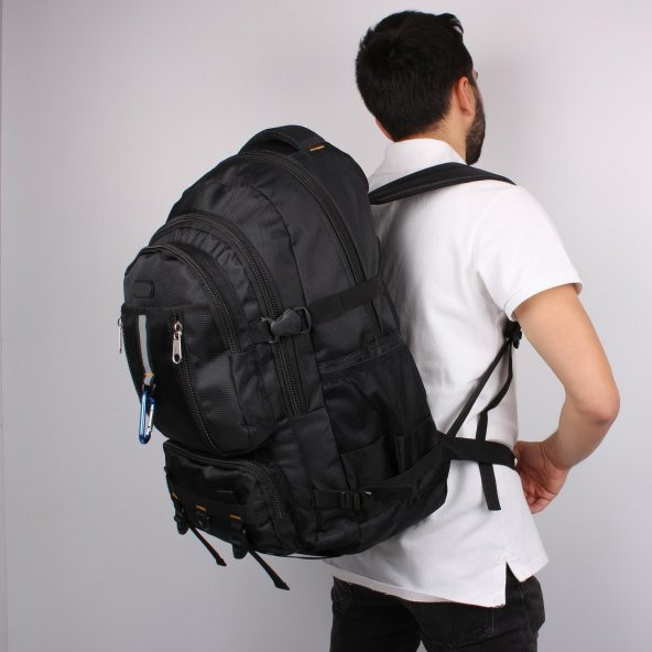 Bagacar IZDAG Siyah Siyah Seyahat Sırt Çantası 60 LT 17" Laptop Bölmeli ürün görseli 1