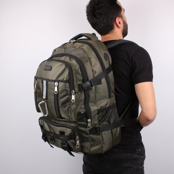 Bagacar IZDAG Haki Seyahat Sırt Çantası 60 LT 17" Laptop Bölmeli ürün görseli 1
