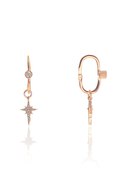 Gümüş rose zirkon taşlı  kutup yıldızı göçmen küpe SGTL8951 ürün görseli 1