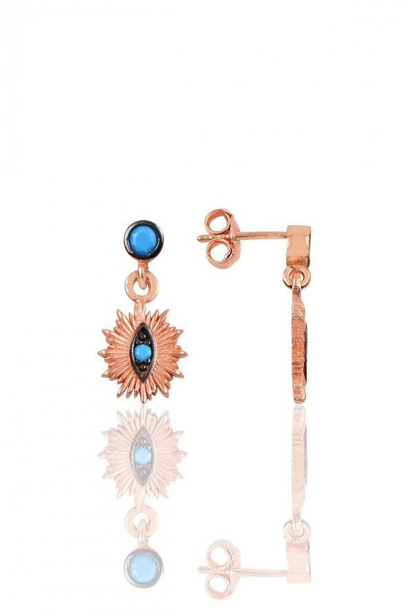 Gümüş göz model turkuaz taşlı küpe ürün görseli 1