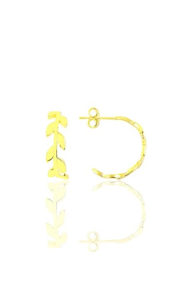 Gümüş 17 mm çapında başak modeli yarım halka küpe SGTL9990GOLD ürün görseli 1