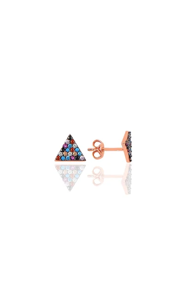 Gümüş mix taşlı üçgen küpe SGTL9605 ürün görseli 1