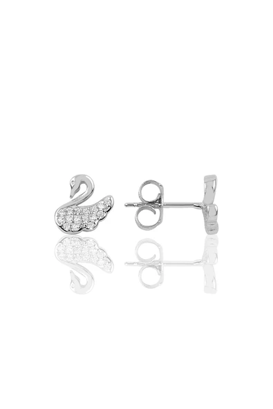 Gümüş pırlanta modeli kuğu modeli küpe SGTL9978 ürün görseli 1