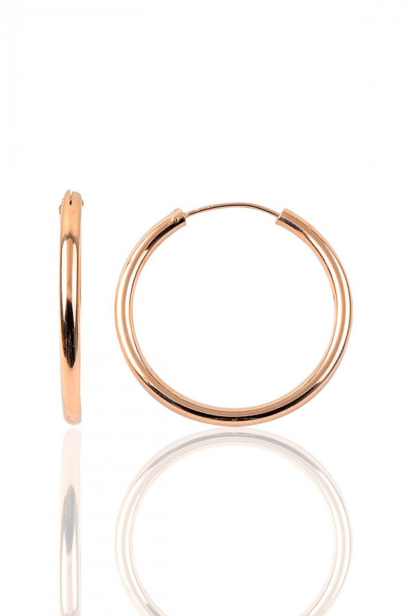 Gümüş 36 mm rose kalın halka küpe ürün görseli 1