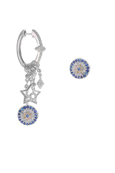 Gümüş nazar modeli rodajlı şans küpe SGTL8718R ürün görseli 1