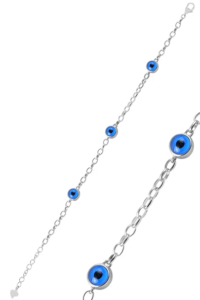 Gümüş 7,5 mm büyüklüğünde çift taraflı cam göz bileklik SGTL9577 ürün görseli 1