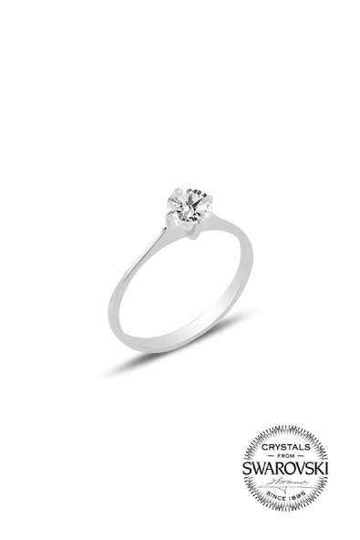 Gümüş Swarovski tek taş yüzük SGTL20510A ürün görseli 1