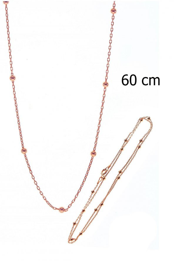 Gümüş 60 cm top top zincir ürün görseli 1