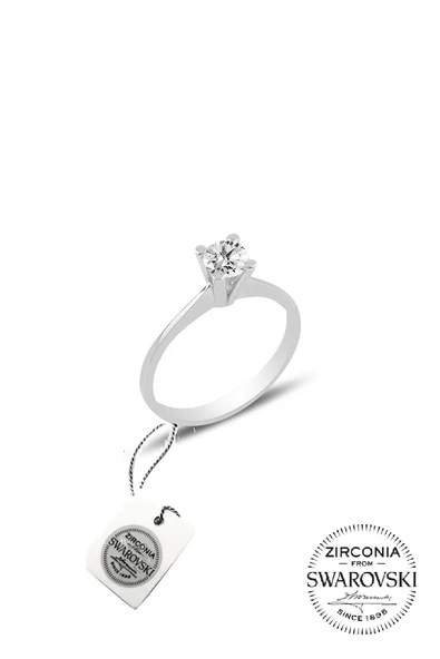 Gümüş Swarovski tek taş yüzük SGTL20506A ürün görseli 1