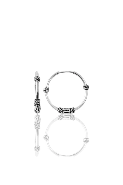 Gümüş  14 mm oksitli halka küpe SGTL9505 ürün görseli 1