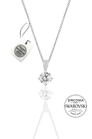 Gümüş Swarovski tek taş kolye SGTL20509 ürün görseli 1